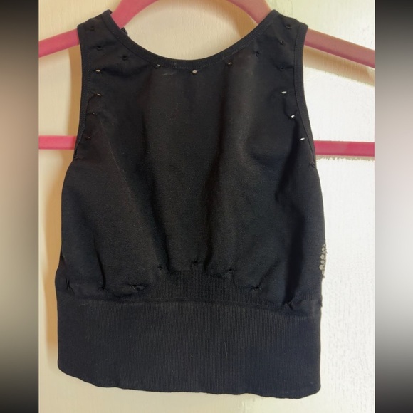 FREE PEOPLE BREATHABLE MESH SEAMLESS YOGA LIMBER CROP TOP BLACK SIZE XS/S - Picture 11 of 13